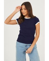 Brave Soul - Cotton Rich Contrast Trim T-Shirt - Lyst