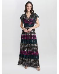 Gina Bacconi - Tiffany Multi Colour Sequin Dress With Butterfly Sleeve - Lyst
