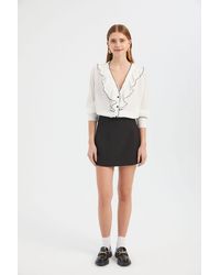 Hiccup - V Neck Ruffled Buttoned Blouse - Lyst