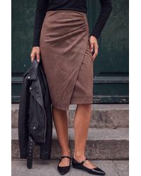 Roman - Faux Suede Ruched Side Skirt - Lyst