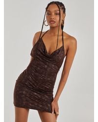Pink Vanilla - Foil Cowl Neck Mini Dress - Lyst