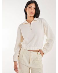 Pink Vanilla - High Neck Zip Up Cropped Sweatshirt - Lyst