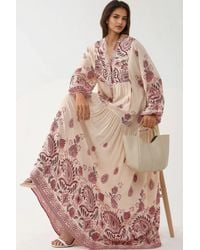 Hiccup - Printed V-Neck Maxi Dress With Button Detail - Lyst