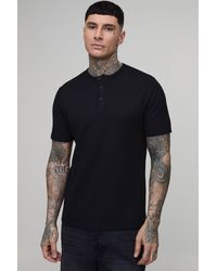 BoohooMAN - Tall Slim Fit Waffle Henley T-Shirt - Lyst