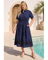 Roman - Curve Poplin Floral Shirt Dress - Lyst