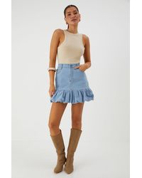MissPap - Puff Ball Denim Mini Skirt - Lyst