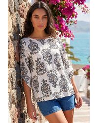 Roman - Printed Curve Sleeve Top - Lyst