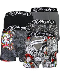 Ed Hardy - 5 Pack Cotton Rich Stretch Aravos Boxers Breathable Everyday Underwear - Lyst