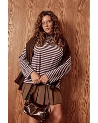 Boohoo - Plus Crew Neck Oversized Stripe Top - Lyst
