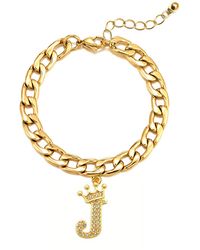The Jewellery Stockroom - Plated Crystal Letter Charm Curb Bracelet - Lyst