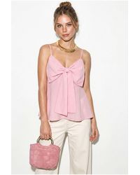 Bianco Lucci - Cotton-Blend V-Neck Cami Blouse With Bow Detail - Lyst
