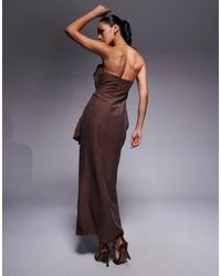 ASOS - Bandeau Midi Dress With Side Pleat Detail - Lyst