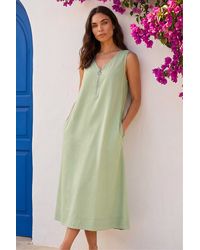 Roman - Zip Front Sleeveless Midi Dress - Lyst