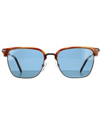 Ferragamo - Rectangle Dark Ruthenium Striped Sunglasses - Lyst