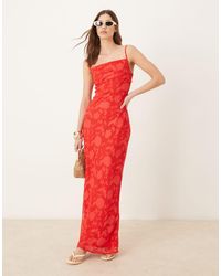 Pretty Lavish - Cowl Neck Jacquard Slip Maxi Dress - Lyst