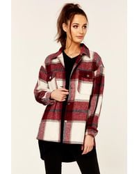 Gini London - Check Oversized Pocket Detail Shacket - Lyst