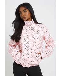 Boohoo - Polka Dot Funnel Neck Jacket - Lyst