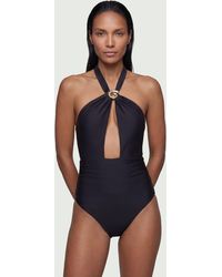 Karen Millen - Shell Hardware Halterneck Swimsuit - Lyst