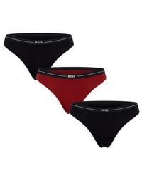 BOSS - Pack Of 3 Elastic Cotton Thongs With Logo 50510030 - Lyst