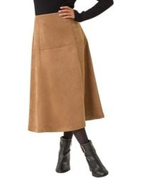Roman - Petite Suede A-Line Skirt - Lyst