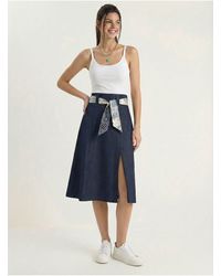 Bianco Lucci - Hoge Taille Midi Rok Met Split - Lyst
