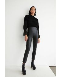 Warehouse - Cropped Slim Faux Leather Trouser - Lyst