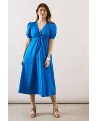 Wallis - Cotton Twist Front Midi Dress - Lyst