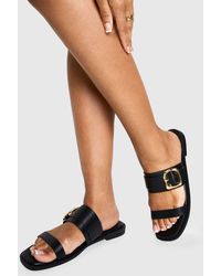 Boohoo - Double Strap Metal Hardware Detail Sliders - Lyst