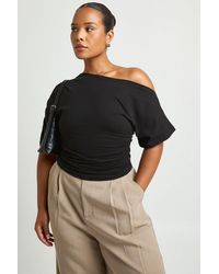 Boohoo - Plus Off The Shoulder Ruched T-Shirt - Lyst
