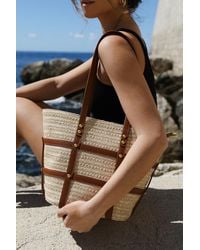 Where's That From - Wheres 'Coqueta' Large Raffia Bag With Stud Detail - Lyst
