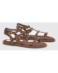 Oasis - Luca Faux Suede Studded Gladiator Flat Sandals - Lyst