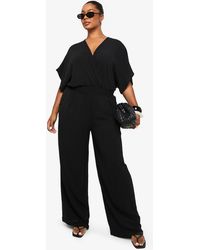 Boohoo - Plus Blouson Sleeve Wide Leg Jumpsuit - Lyst