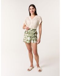 Blue Vanilla - Geometric Print Wrap Belted Shorts - Lyst