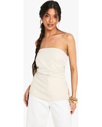 Boohoo - Woven Bandeau Side Split Top - Lyst
