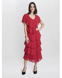 Gina Bacconi - Rebecca Midi Tiered Cocktail Dress - Lyst
