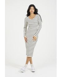 Brave Soul - Ribbed Stripe Long Sleeve Dress - Lyst