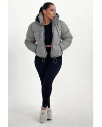 Femme Luxe - Hooded Drawstring Cropped Puffer Jacket - Lyst