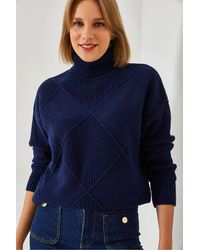 Bianco Lucci - Textured Turtleneck Sweater - Lyst