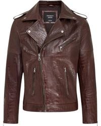 Infinity Leather - Cow Alligator Print Embossed Biker Jacket - Lyst