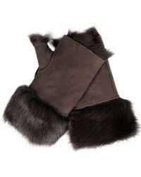 Infinity Leather - Shearling Mittens Fingerless Cuffs Toscana Suede Sheepskin Fur - Lyst