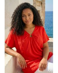 Roman - Curve Ring Front Oversized Top - Lyst