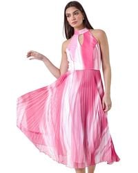 Roman - Ombre Stripe Pleated Midi Dress - Lyst