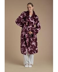 Tokyo Laundry - Bow Print Fluffy Hooded Dressing Gown - Lyst