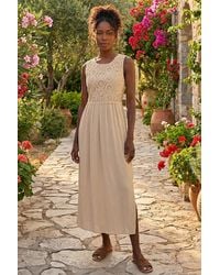 Roman - Crochet Bodice Midi Dress - Lyst