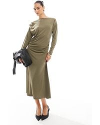 French Connection - Slash Neck Slinky Jersey Midi Dress - Lyst