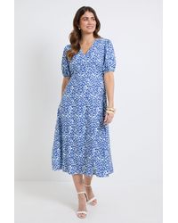 Wallis - Polka Dot Ruched Midi Dress - Lyst