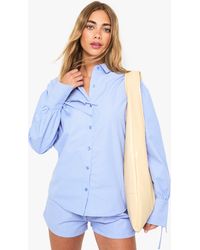 Boohoo - Stripe Tie Cuff Shirt & Short Co-Ord - Lyst