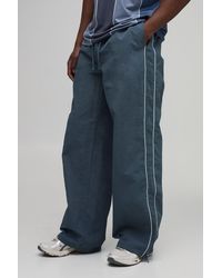 BoohooMAN - Tall Parachute Fit Nylon Piping Detail Trousers - Lyst
