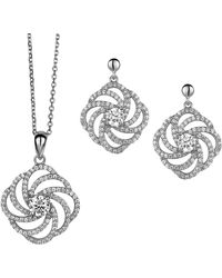 Orphelia - Ladies Embellished 925 Sterling Set: Chain-Pendant + Earrings - Lyst