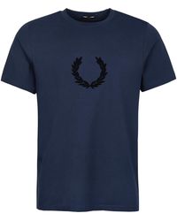 Fred Perry - Textured Laurel Wreath T-Shirt Cotton - Lyst